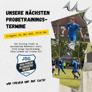 Mehr über den Artikel erfahren Einladung zum Probe- und Kennenlerntraining der JSG Holtriem / Blomberg / Nesse