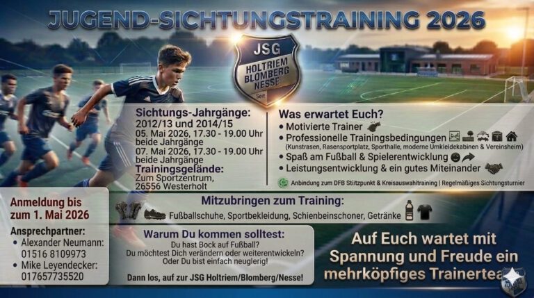 Mehr über den Artikel erfahren Jugend-Sichtungstraining 2026